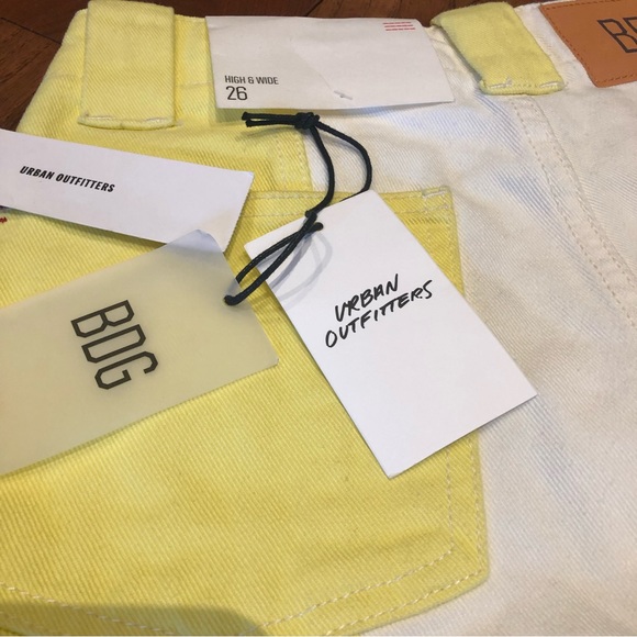 NWT BDG High & Wide Jean - Colorblock yellow and white stripes sizes 26, 27 - Picture 8 of 12
